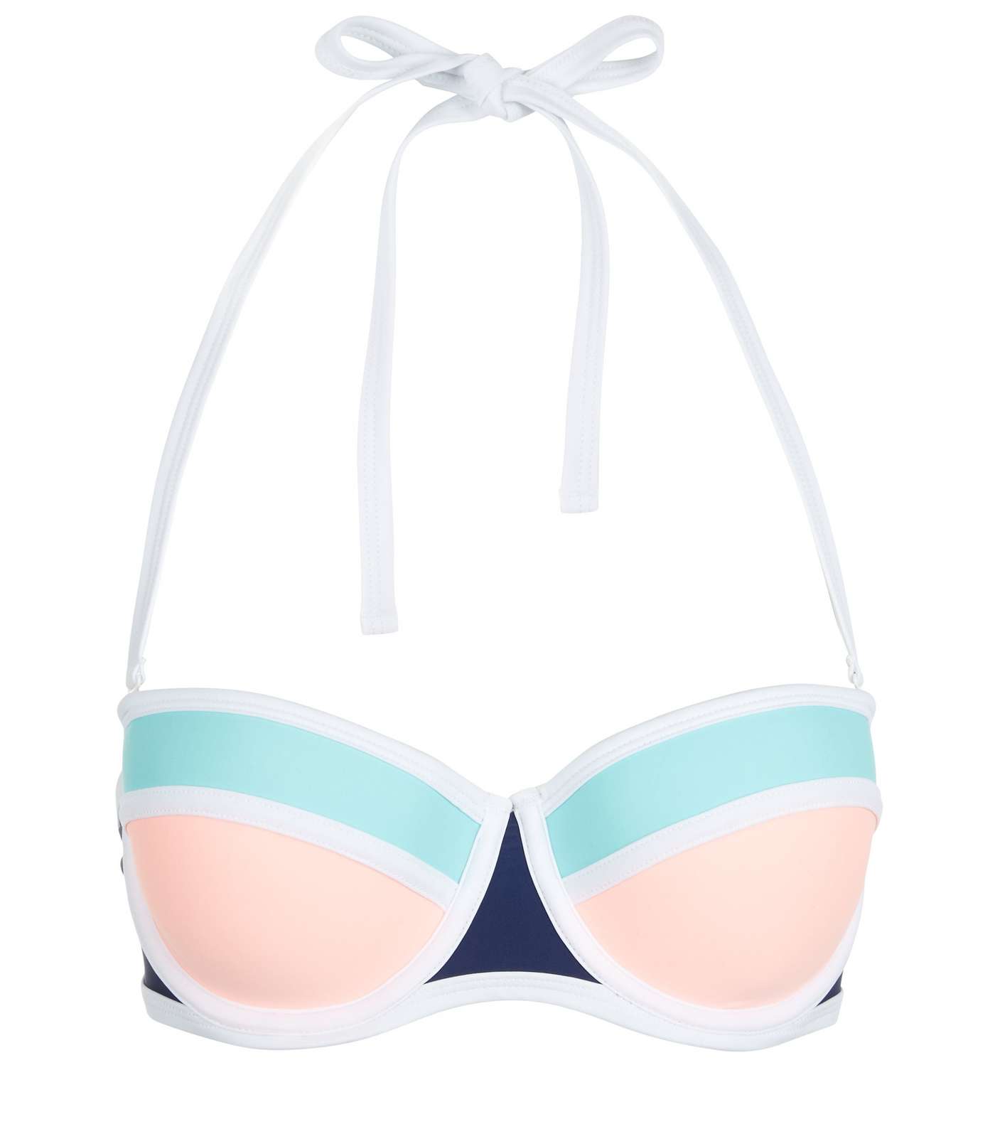 Pink and Blue Colour Block Underwired Bikini Top  Image 3