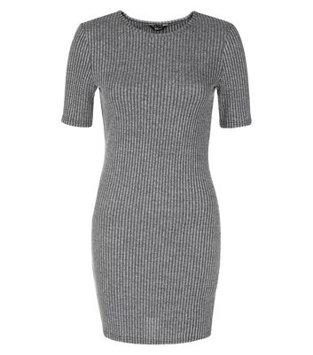 grey ribbed bodycon dress