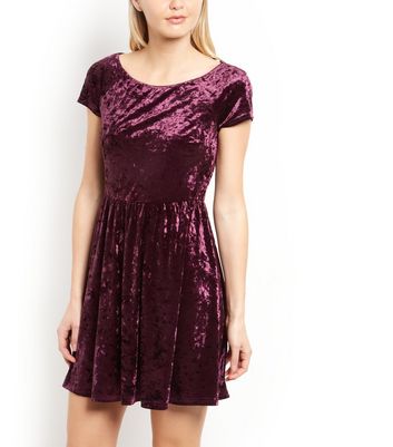 purple velvet skater dress