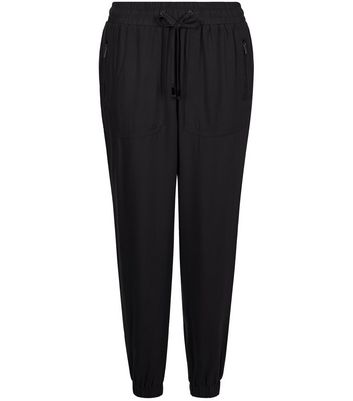 womens black cuffed joggers