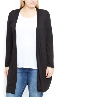 black longline cardigan plus size