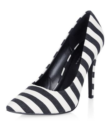 Black Stripe Pointed Heels | New Look