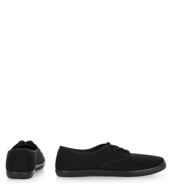 Black Lace Up Plimsolls | New Look