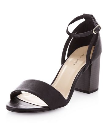 black block heel sandals with ankle strap