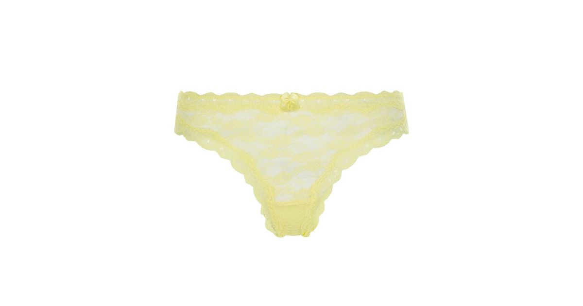 Yellow Lace Thong | New Look