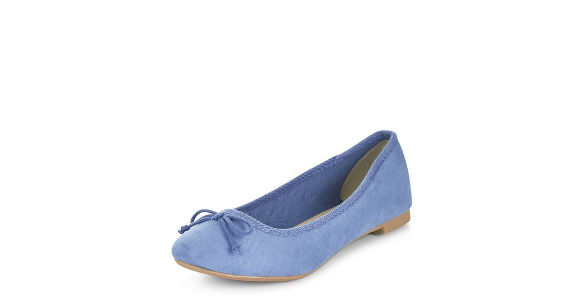 Pale Blue Suedette Ballet Pumps New Look