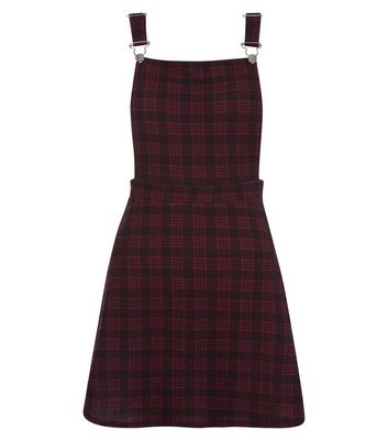 red check pinafore dress