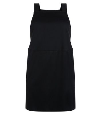 black plus size pinafore dress