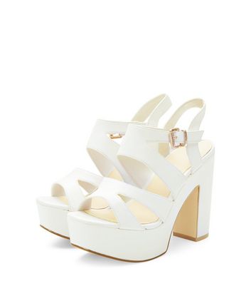 white chunky heels wide fit