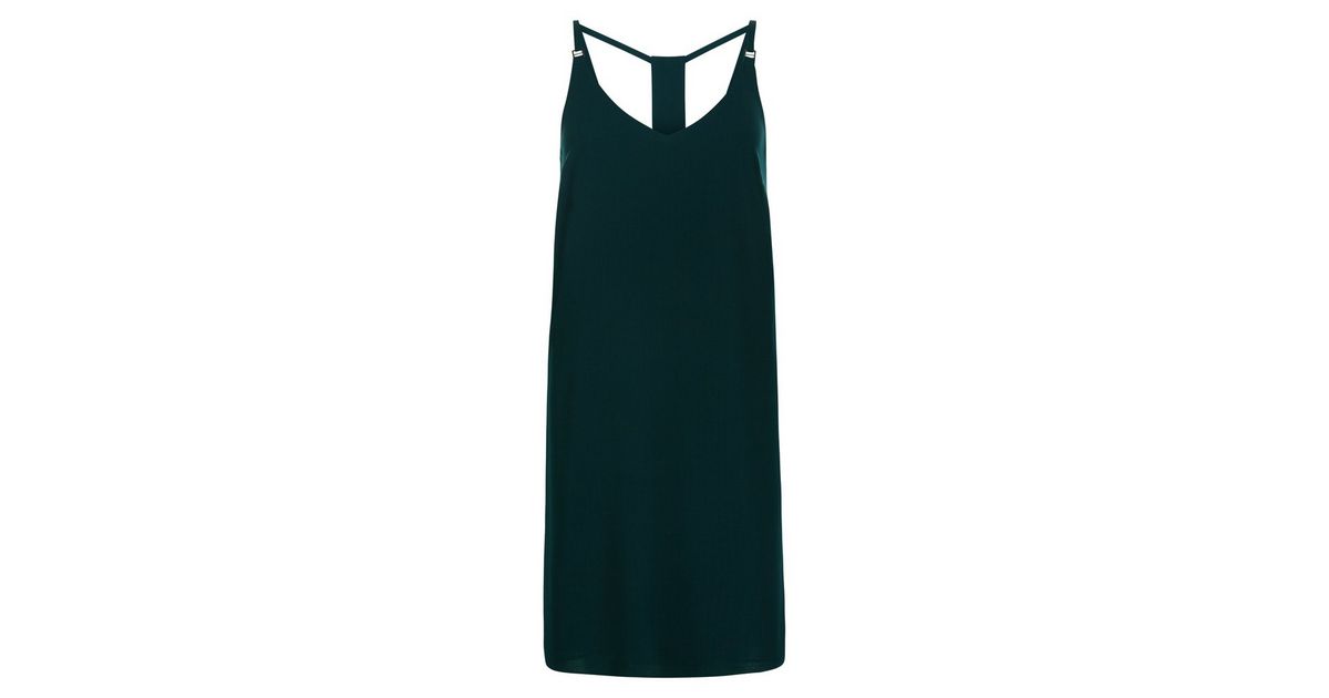 Dark Green Cami Slip Dress New Look
