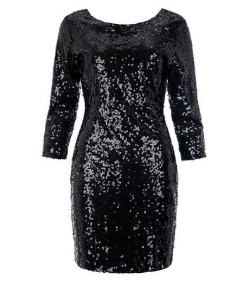 new look black sequin dress