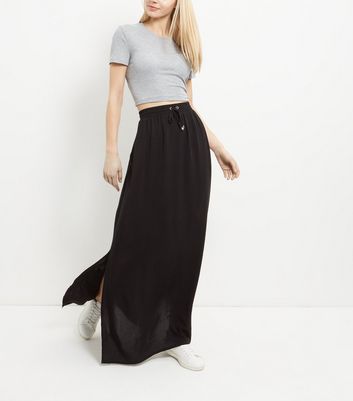 Black Split Side Maxi Skirt | New Look