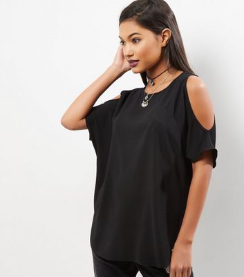 ladies black cold shoulder top