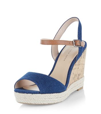 new look navy wedges