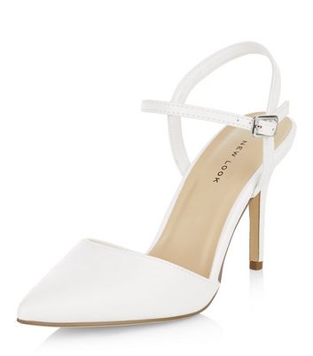 White Sling Back Pointed Heels | New Look