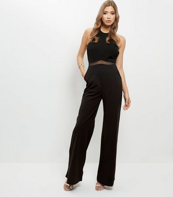 mesh panel jumpsuit