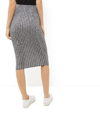 Grey ribbed midi skirt Clearance