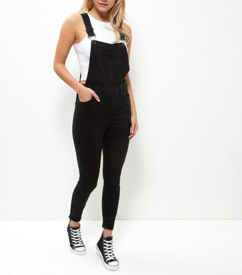 petite black dungarees