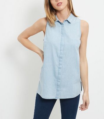 ladies sleeveless denim shirt