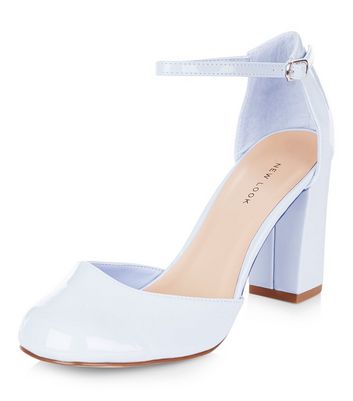 light blue block heels