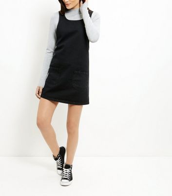 denim pinafore dress new look