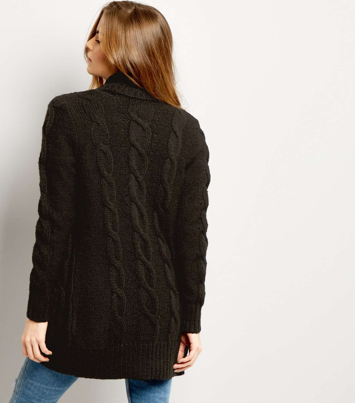 Black Cable Knit Cardigan  Image 3