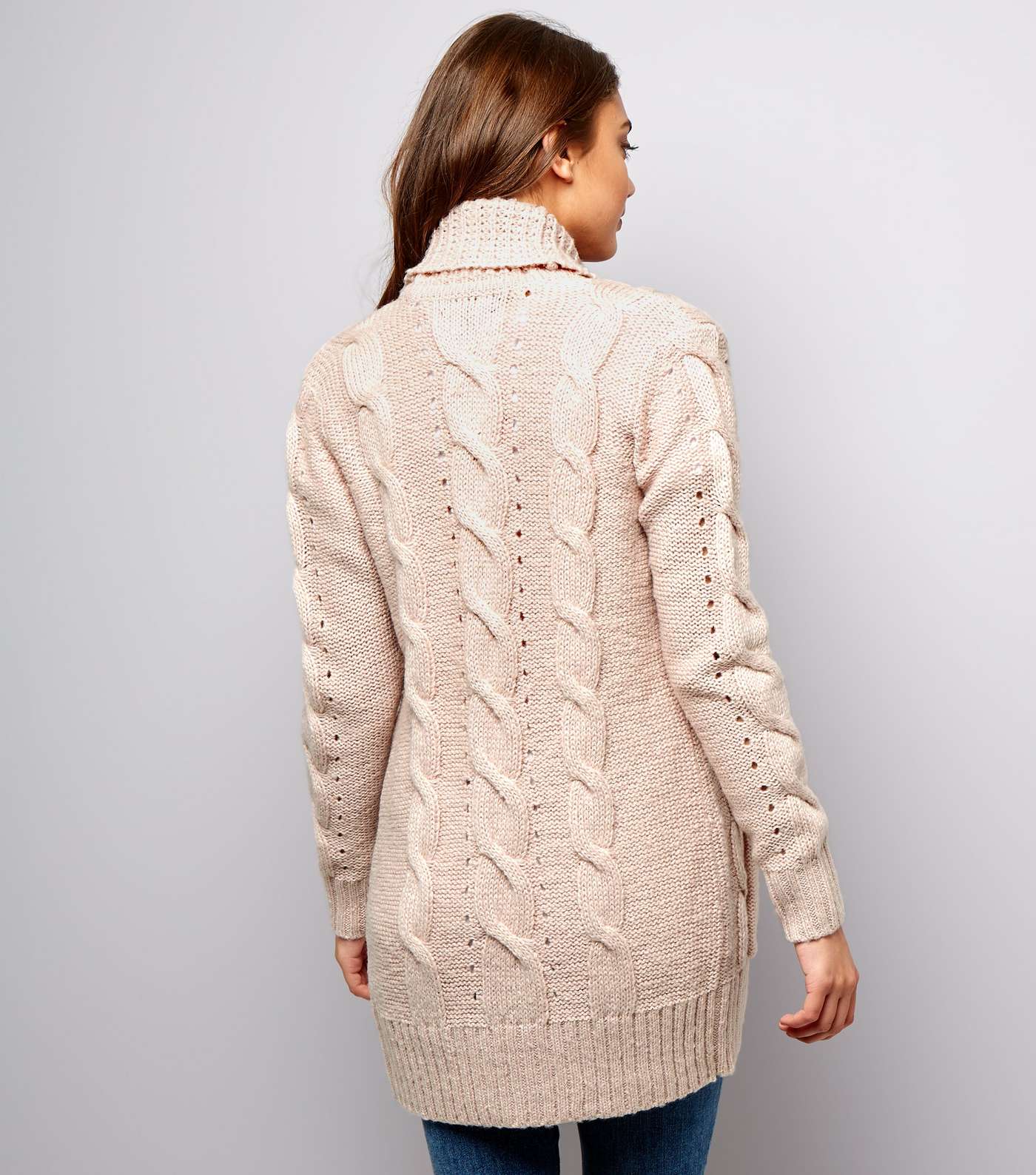 Shell Pink Cable Knit Cardigan  Image 3