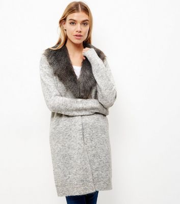 fur collar cardigan