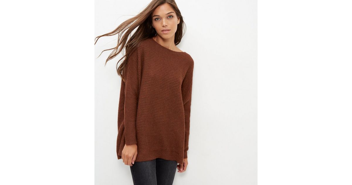 Brown Ribbed Jumper New Look