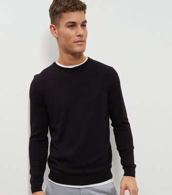 black cotton crew neck sweater
