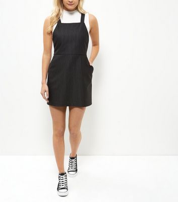 black pinstripe dress