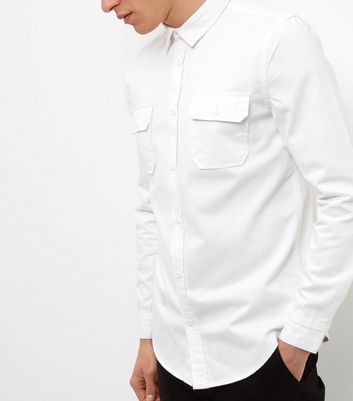 white denim shirt double pocket