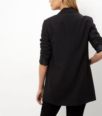 longline black blazer womens