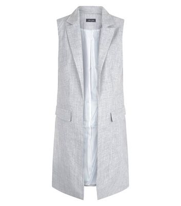 grey sleeveless blazer