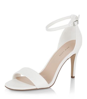 White Square Toe Heeled Sandals | New Look