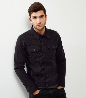 new look mens black denim jacket