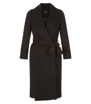 black wrap coat petite