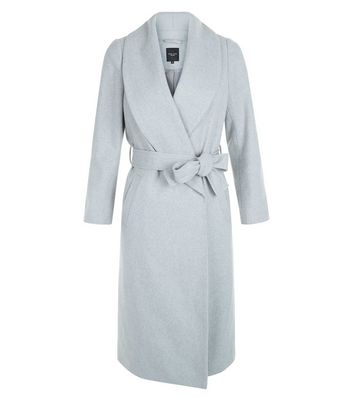 petite belted wrap coat