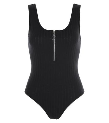 black zip bodysuit