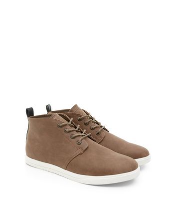 Light Brown Leather-Look Chukka Boots 