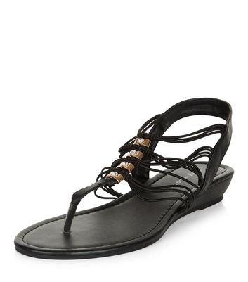 black diamante wedge sandals