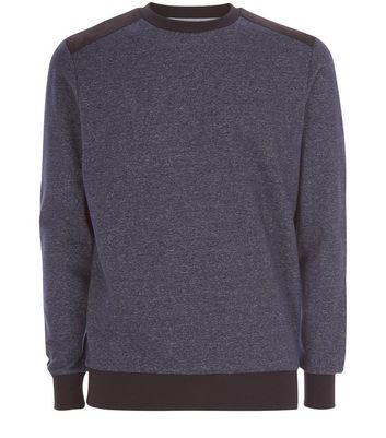 Navy Contrast Patch Crew Neck Sweater New Look