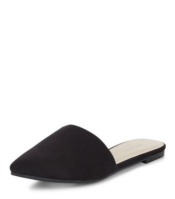 Black pointed mules store flat