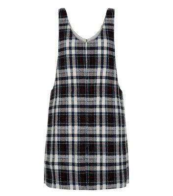 checkered pinafore dress black and white