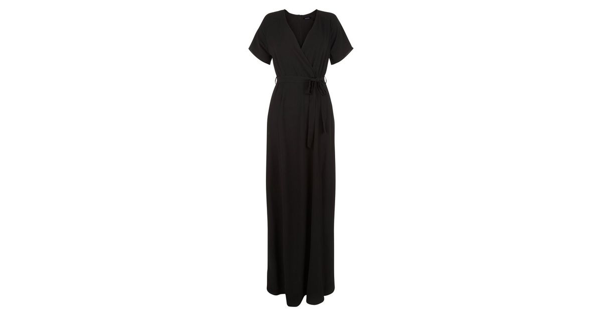 Black Wrap Front Tie Waist Maxi Dress New Look 4975