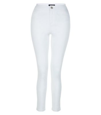 high waisted white skinny pants