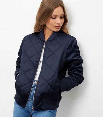 navy padded bomber jacket