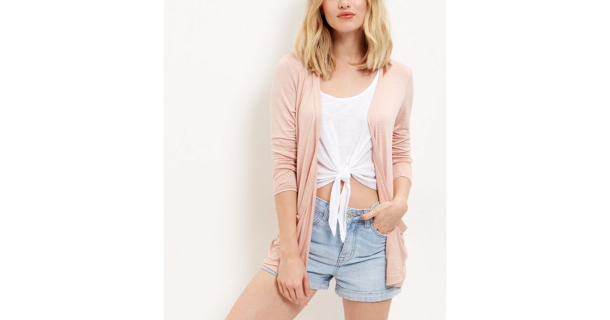 Mid Pink Boyfriend Cardigan New Look