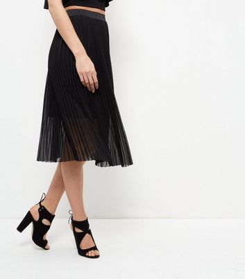 black midi skirt elasticated waist