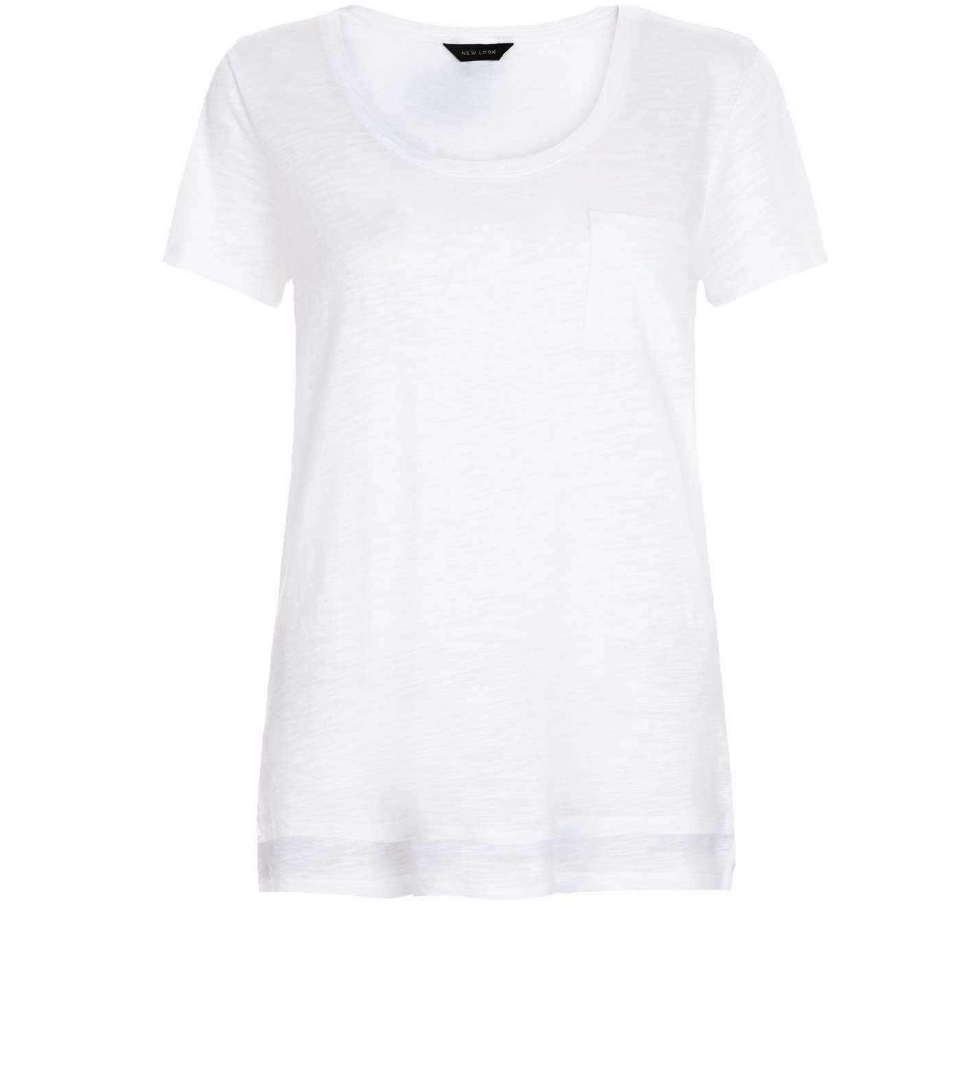 White Single Pocket Slub T-Shirt  Image 4
